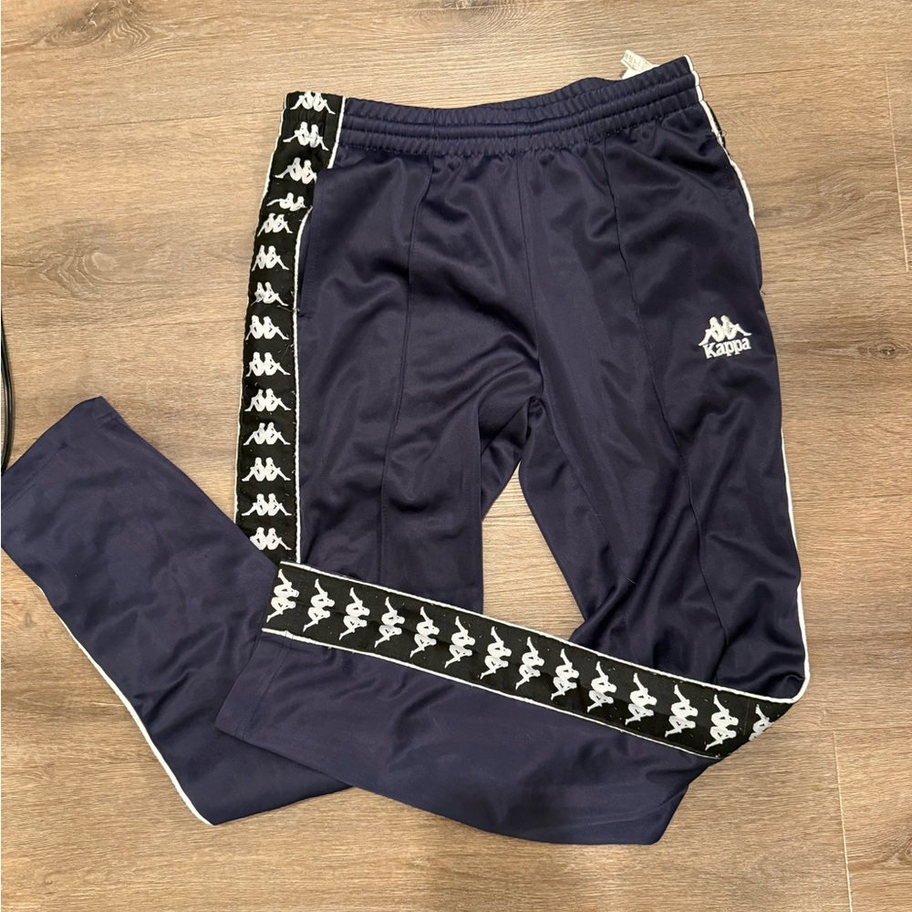 Kappa Navy Track Pants with Logo Trim